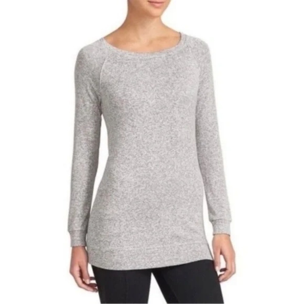 EUC Athleta Luxe Pose Tunic S Grey Marled Knit Pullover Sweater Knit Long Sleeve